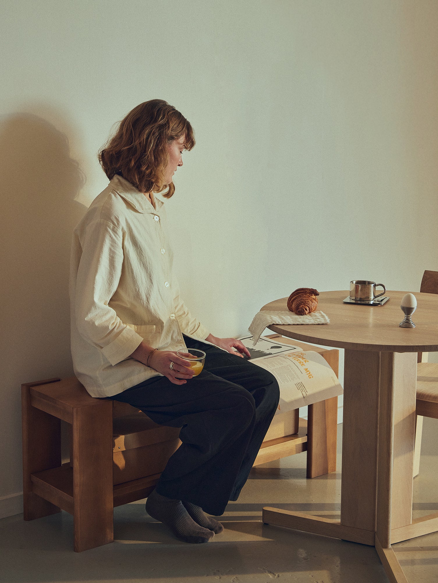 Beam Bench by Form & Refine - Deep Brown Matt Lacquered Pine