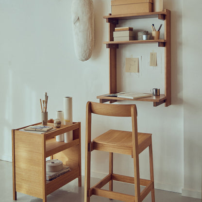 Beam Wall Office Shelf 3 by Form & Refine - Deep Brown Matt Lacquered Pine