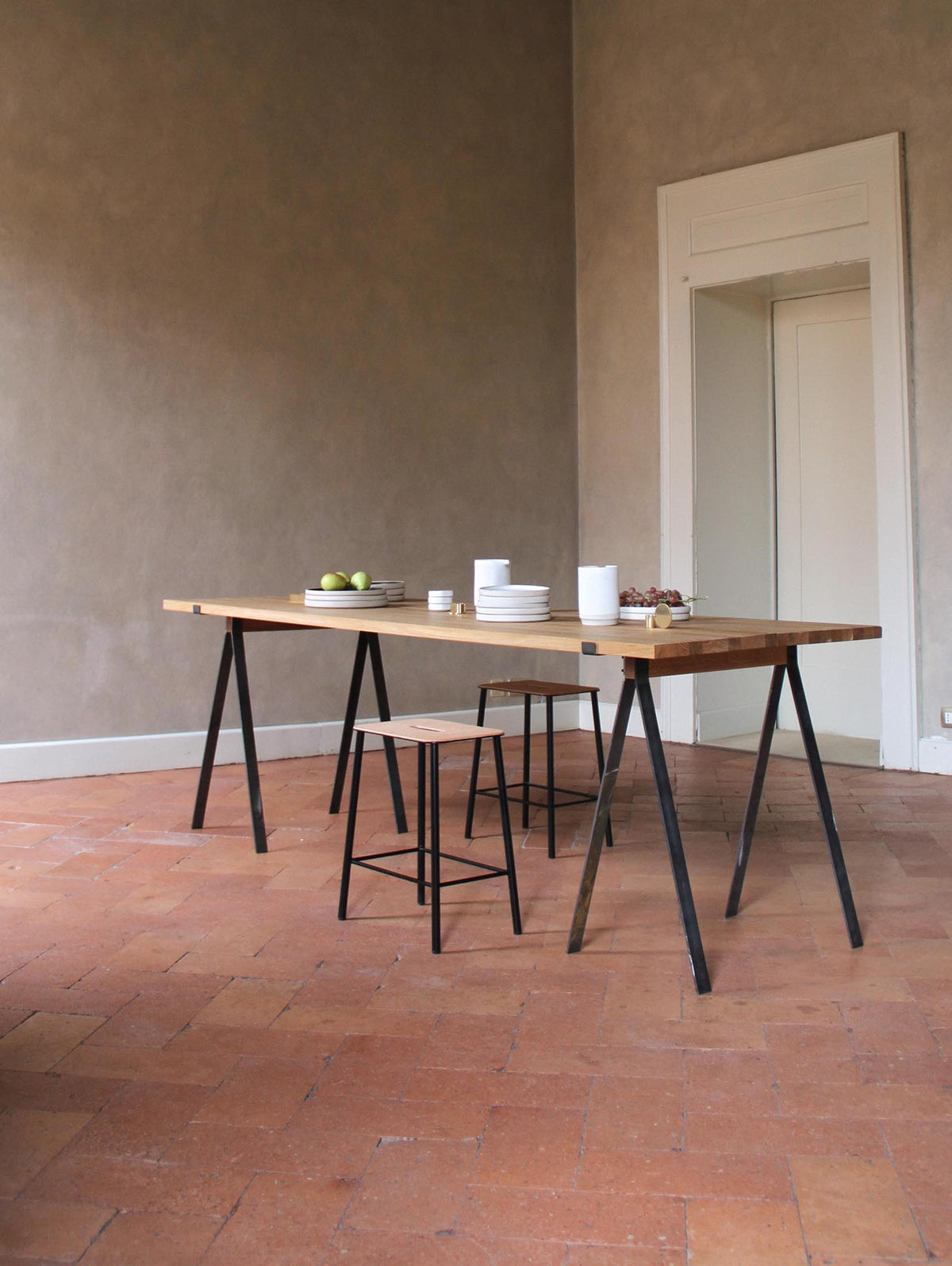 Adam Stool by Frama - Oak Top / Black Powder Coated Steel Frame