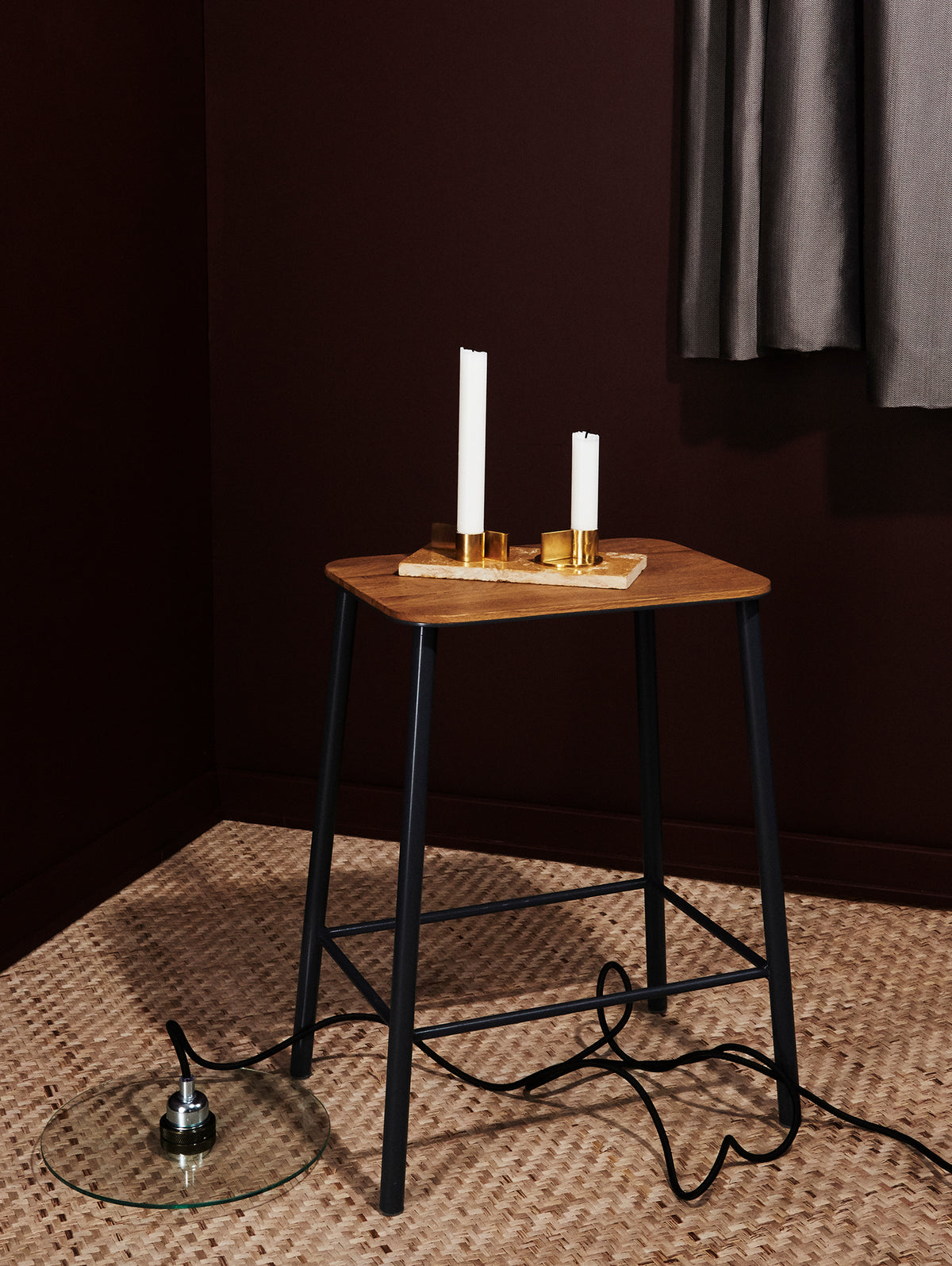 Adam Stool by Frama - Oak Top / Black Powder Coated Steel Frame