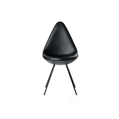 Drop Dining Chair 3110 by Fritz Hansen - Black Essential Leather / Black Steel