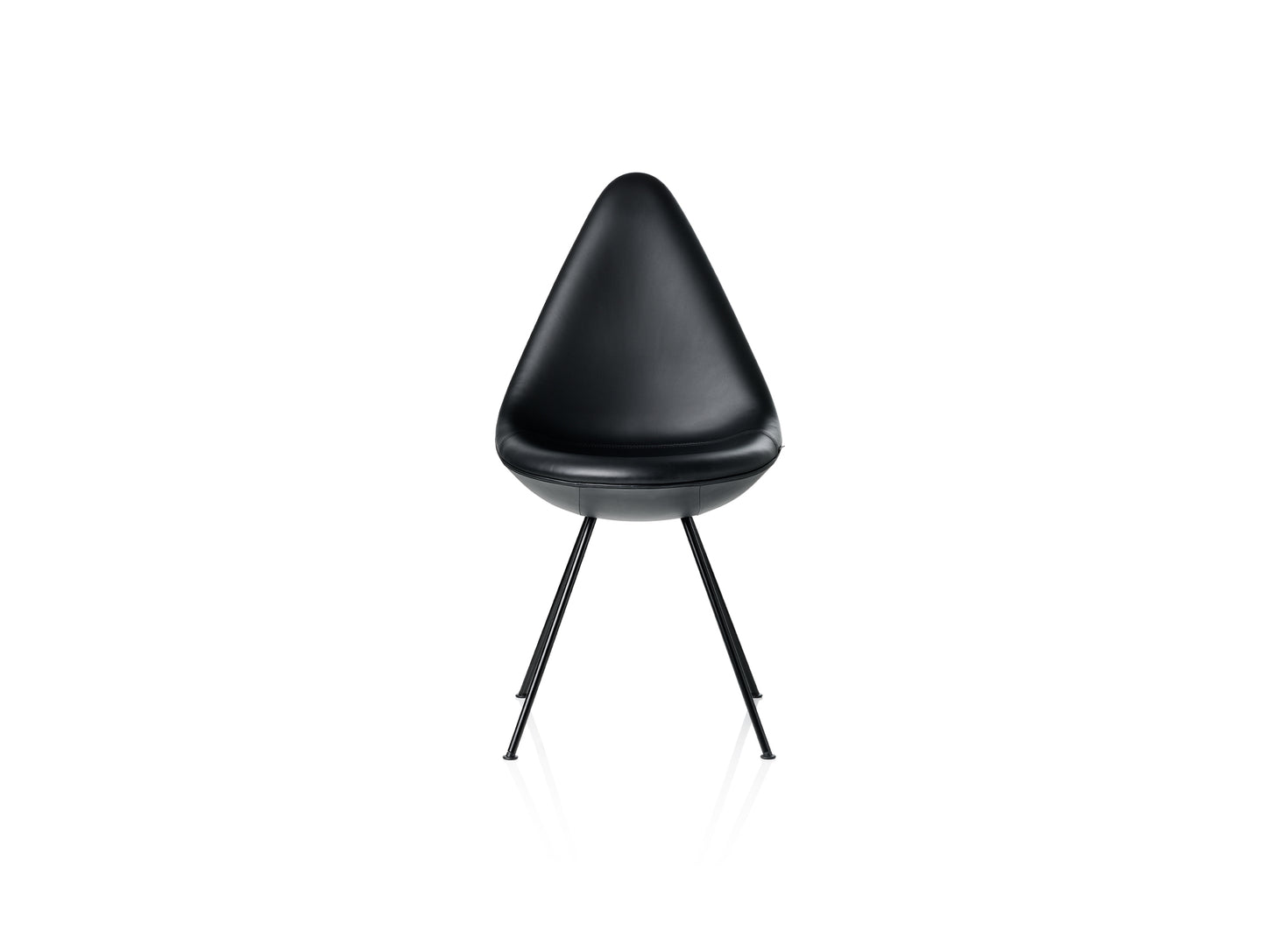 Drop Dining Chair 3110 by Fritz Hansen - Black Essential Leather / Black Steel