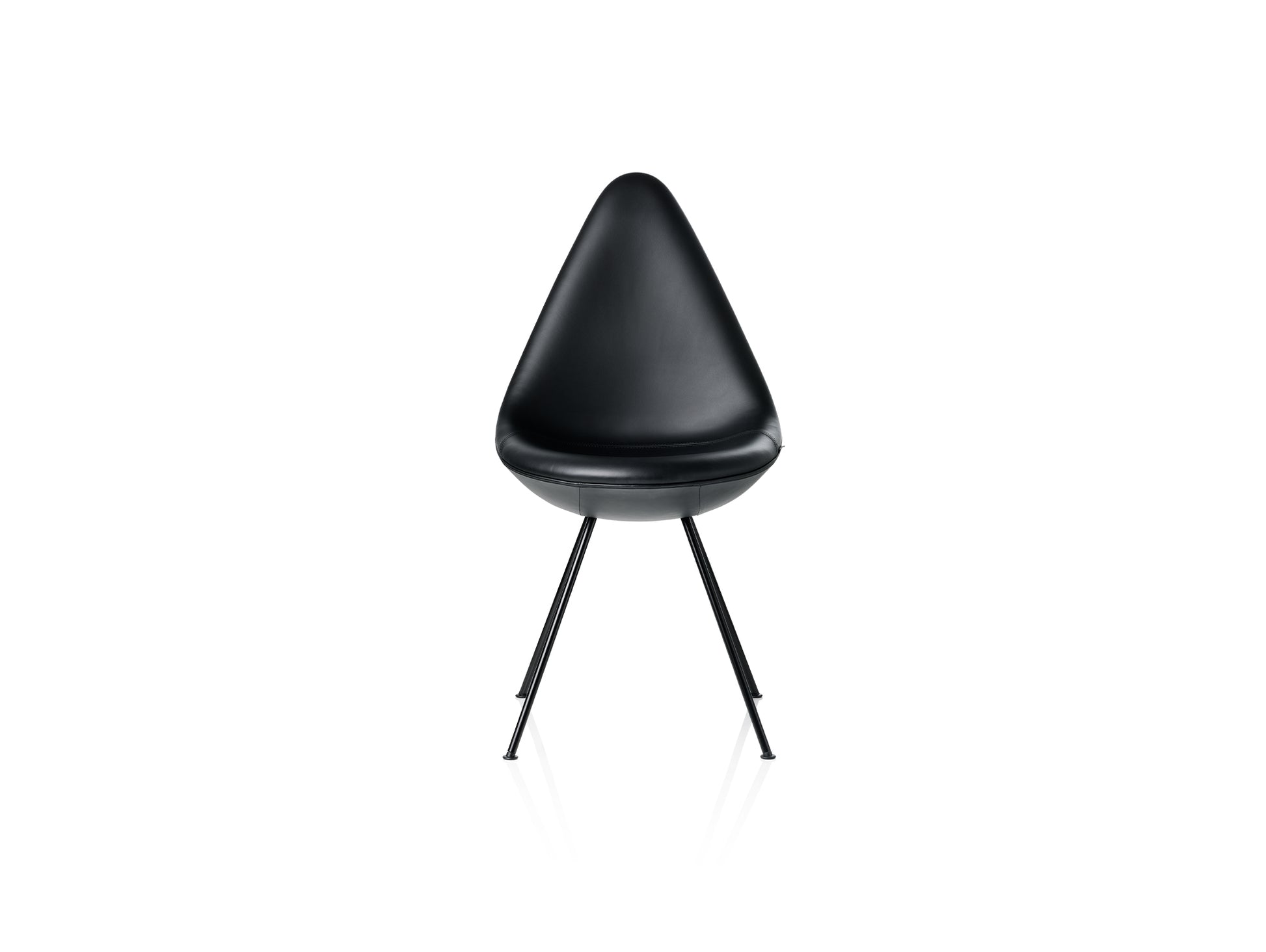 Drop Dining Chair 3110 by Fritz Hansen - Black Essential Leather / Black Steel