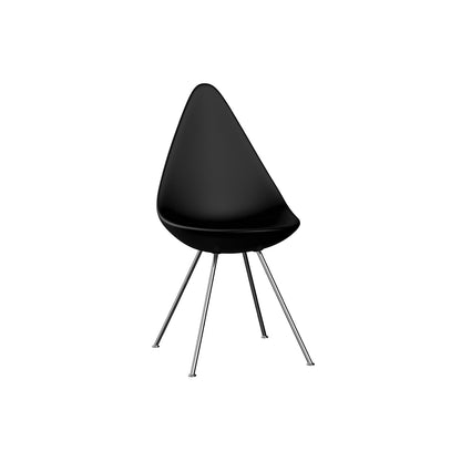 Drop Dining Chair Plastic (3110) by Fritz Hansen - Black / Chrome Base