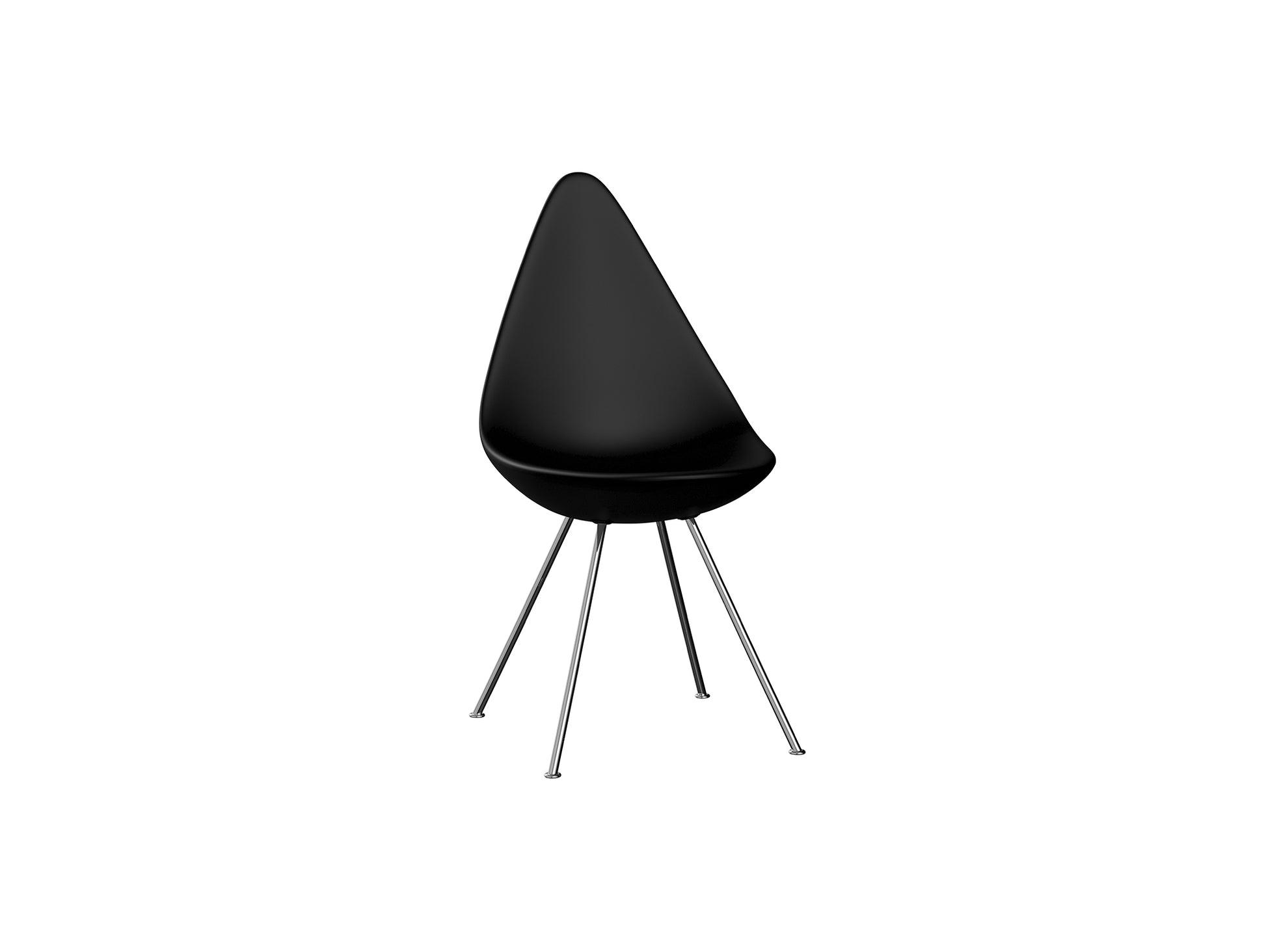 Drop Dining Chair Plastic (3110) by Fritz Hansen - Black / Chrome Base