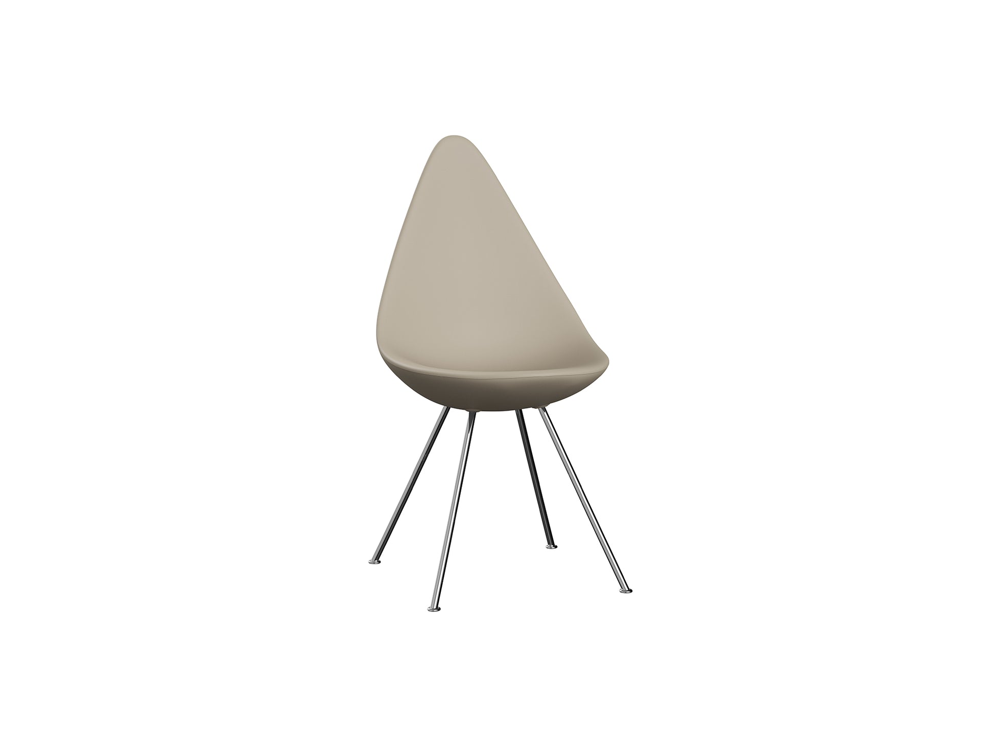 Drop Dining Chair Plastic (3110) by Fritz Hansen - Light Beige / Chrome Base