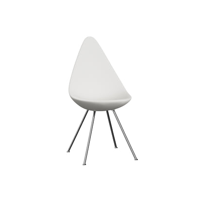 Drop Dining Chair Plastic (3110) by Fritz Hansen - White / Chrome Base