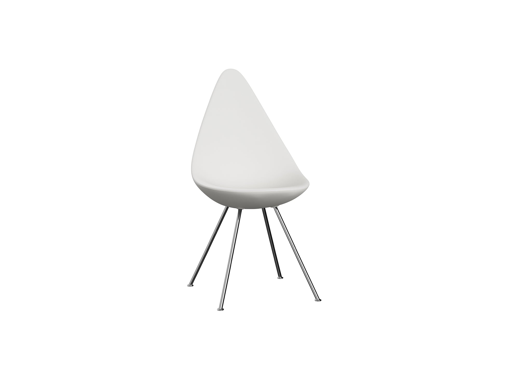 Drop Dining Chair Plastic (3110) by Fritz Hansen - White / Chrome Base