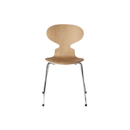Ant Chair 4 Legs by Fritz Hansen - Natural Veneer Shell / Chromed Steel Base / Oak