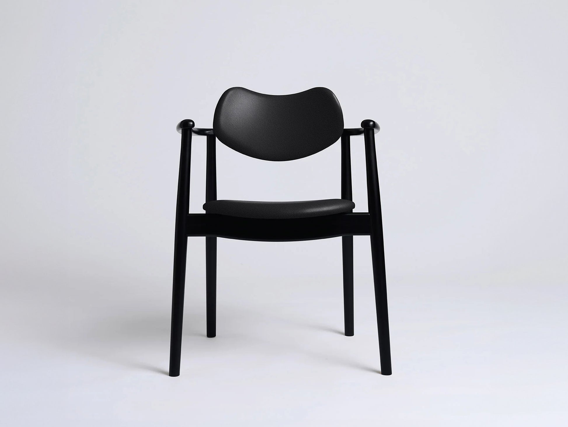 Regatta Chair Seat and Back Upholstered by Ro Collection - Black Lacquered Beech / Exclusive Rio Black Leather