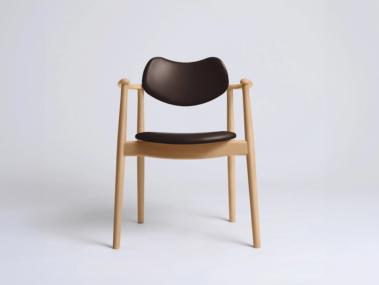 Regatta Chair Seat and Back Upholstered by Ro Collection - Oiled Beech / Exclusive Rio Chocolate Brown Leather