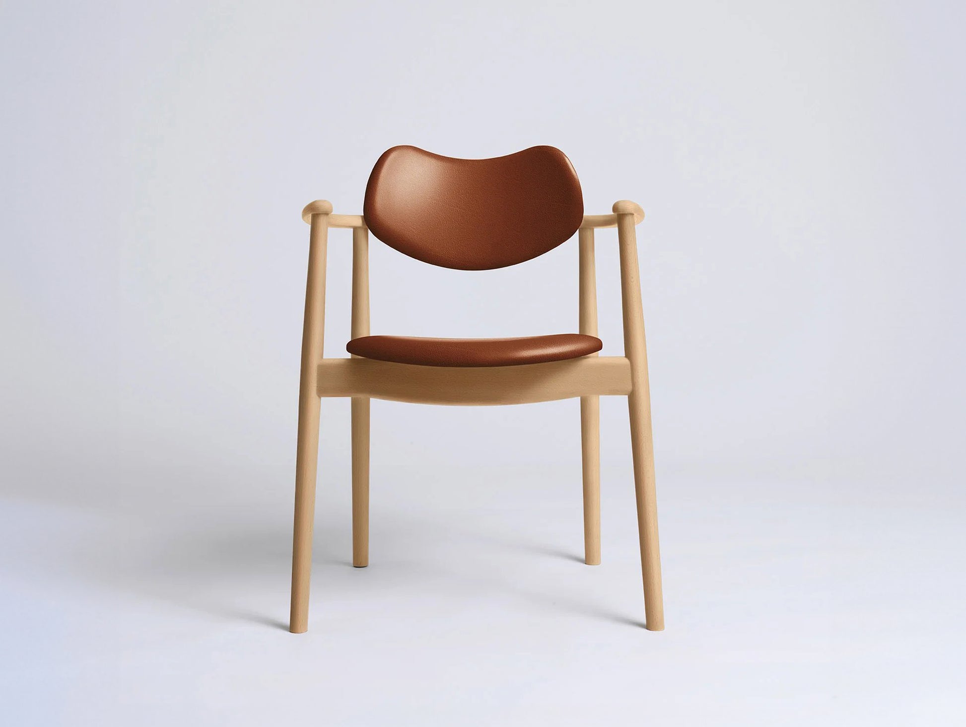 Regatta Chair Seat and Back Upholstered by Ro Collection - Oiled Beech / Exclusive Rio Cognac Leather