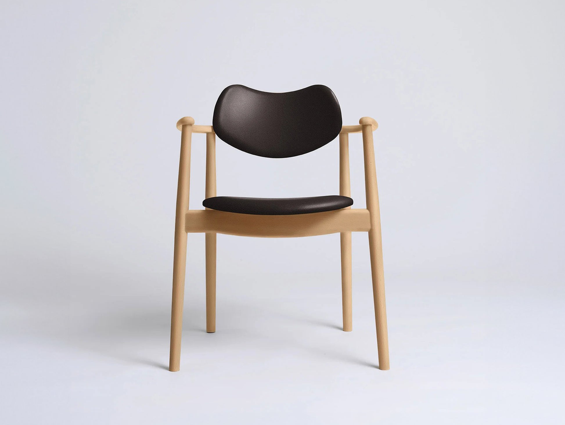Regatta Chair Seat and Back Upholstered by Ro Collection - Oiled Beech / Standard Sierra Dark Brown Leather