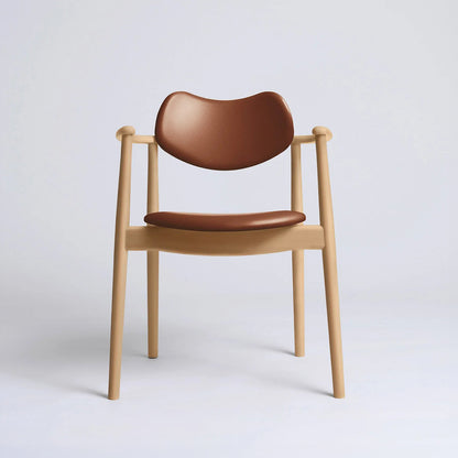 Regatta Chair Seat and Back Upholstered by Ro Collection - Oiled Beech / Supreme Vacona Cognac Leather