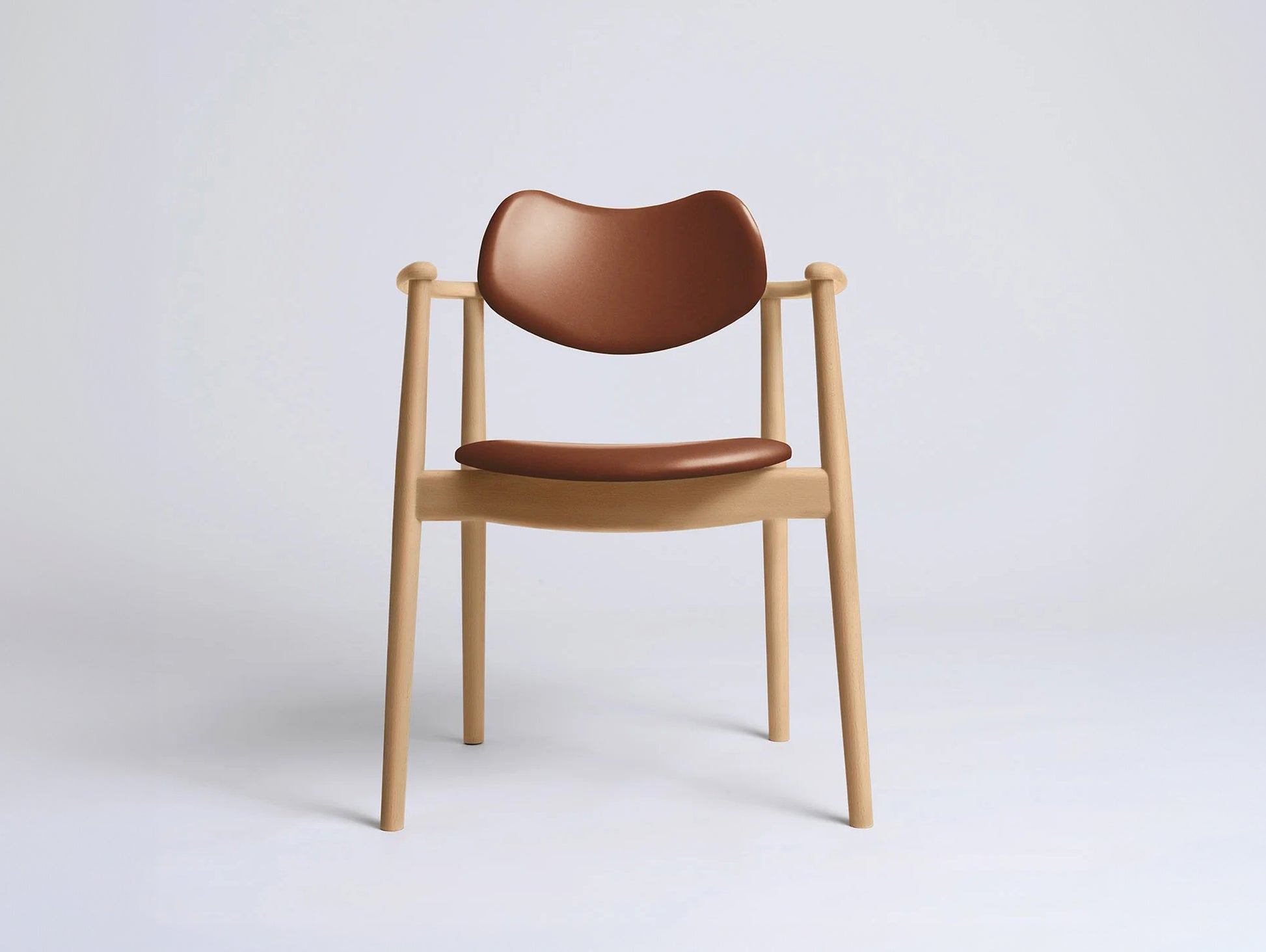 Regatta Chair Seat and Back Upholstered by Ro Collection - Oiled Beech / Supreme Vacona Cognac Leather