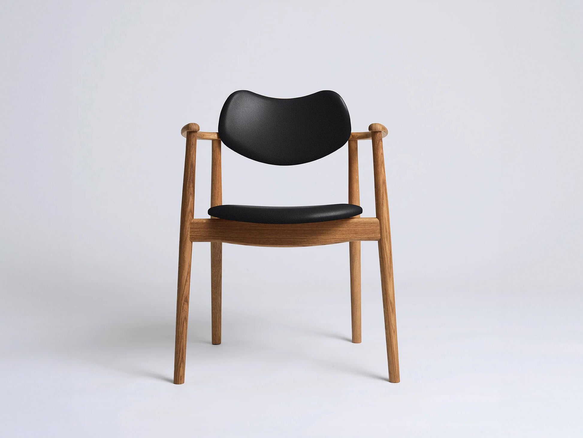 Regatta Chair Seat and Back Upholstered by Ro Collection - Oiled Oak / Exclusive Black Leather