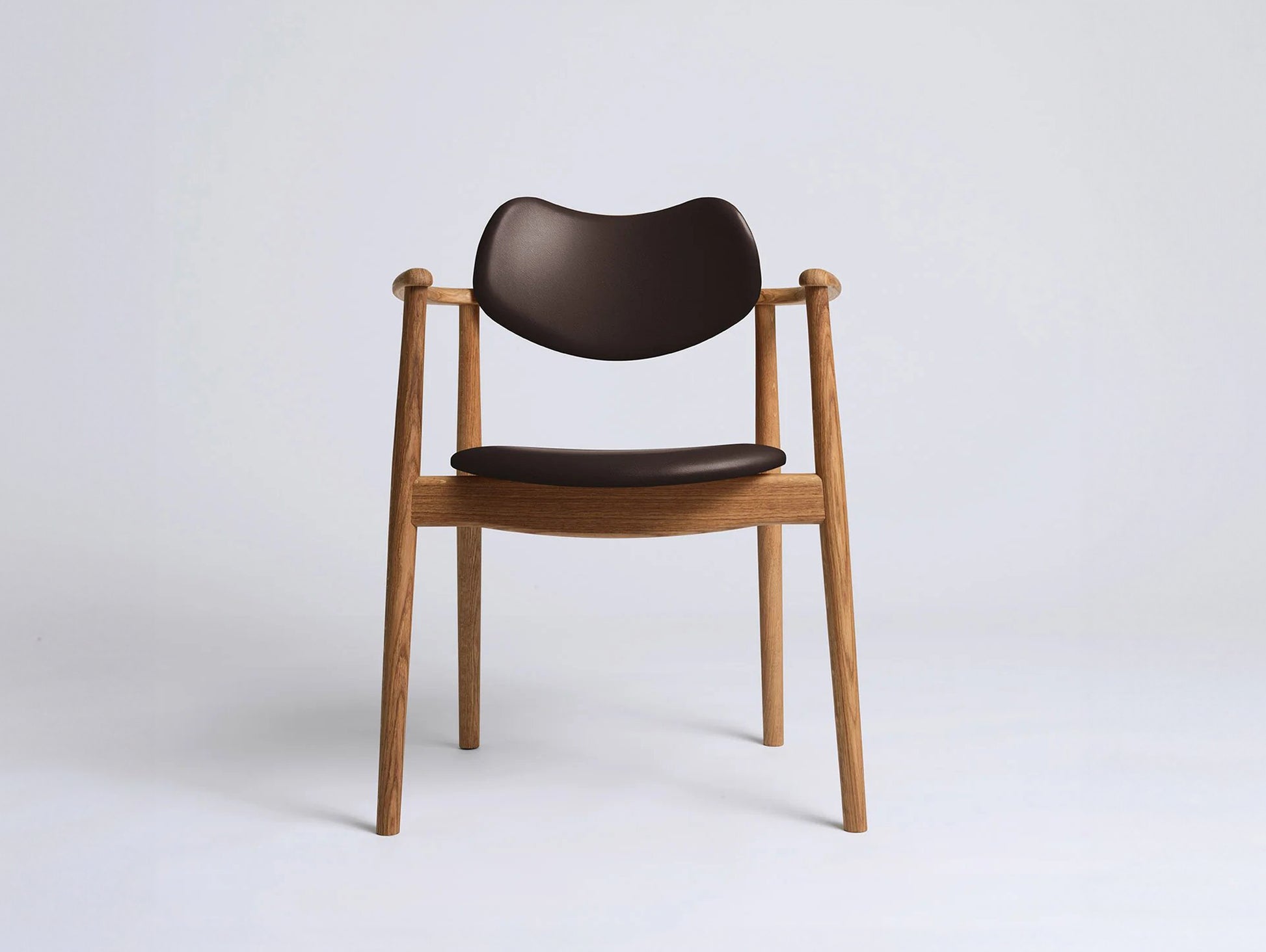Regatta Chair Seat and Back Upholstered by Ro Collection - Oiled Oak / Exclusive Chocolate Brown Leather