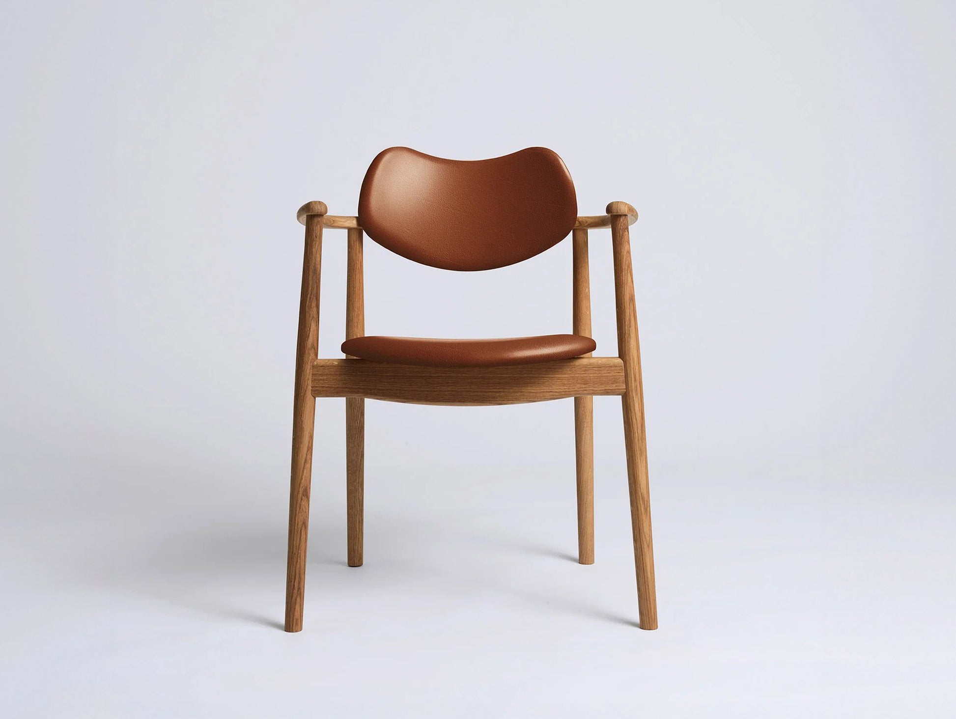 Regatta Chair Seat and Back Upholstered by Ro Collection - Oiled Oak / Exclusive Cognac Leather