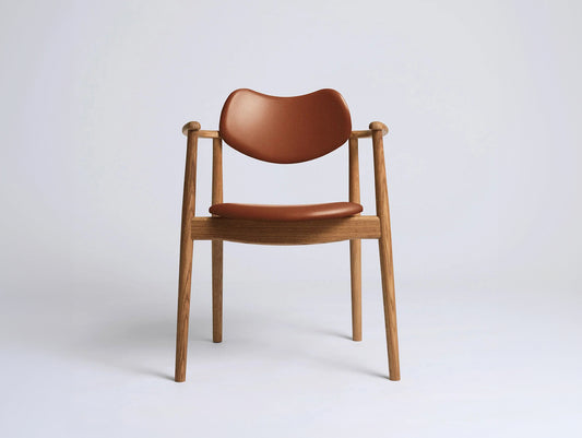 Regatta Chair Seat and Back Upholstered by Ro Collection - Oiled Oak / Standard Sierra Calvados Leather