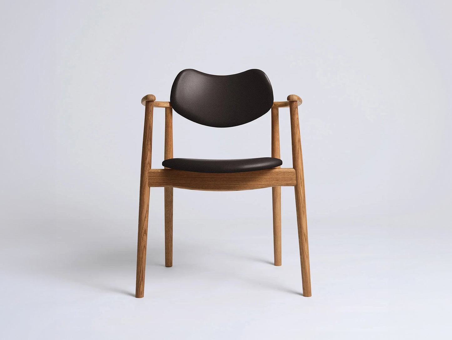 Regatta Chair Seat and Back Upholstered by Ro Collection - Oiled Oak / Standard Sierra Dark Brown Leather
