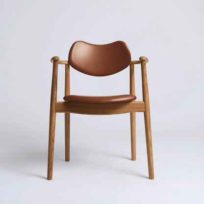 Regatta Chair Seat and Back Upholstered by Ro Collection - Oiled Oak / Supreme Cognac Leather