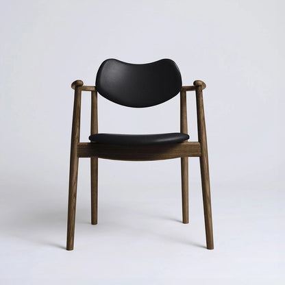 Regatta Chair Seat and Back Upholstered by Ro Collection - Smoked Oak / Standard Black Leather