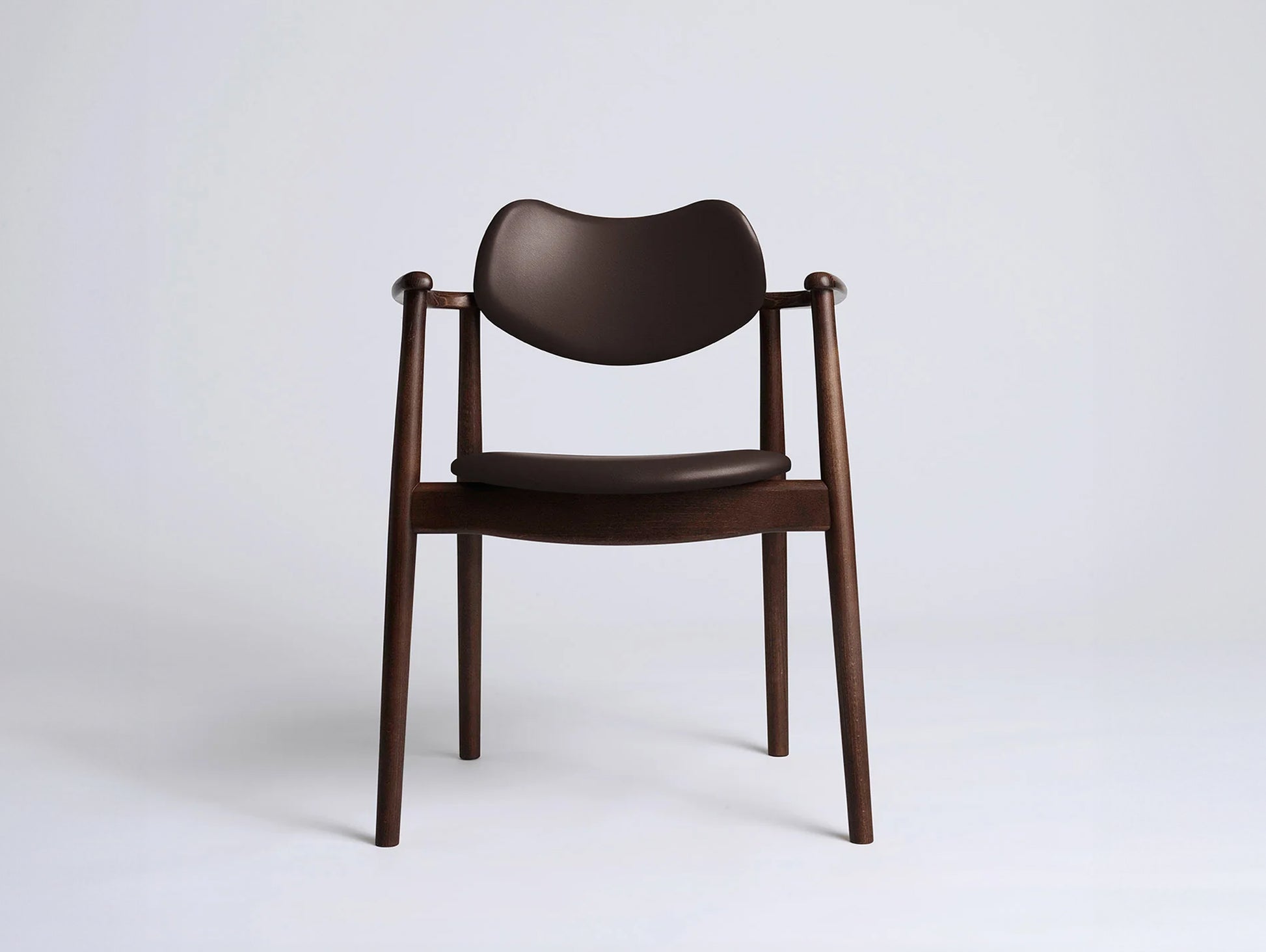 Regatta Chair Seat and Back Upholstered by Ro Collection - Walnut Stained Beech / Exclusive Rio Chocolate Brown Leather