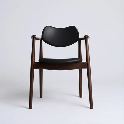 Regatta Chair Seat and Back Upholstered by Ro Collection - Walnut Stained Beech / Standard Sierra Black Leather