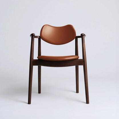 Regatta Chair Seat and Back Upholstered by Ro Collection - Walnut Stained Beech / Standard Sierra Calvados Leather