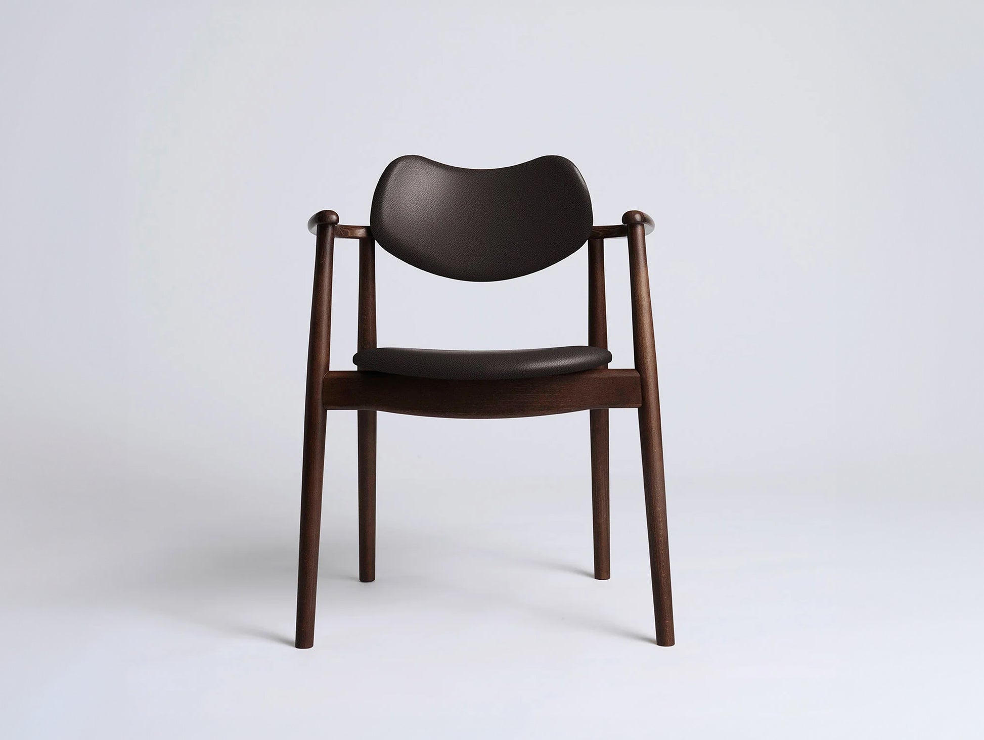 Regatta Chair Seat and Back Upholstered by Ro Collection - Walnut Stained Beech / Standard Sierra Dark Brown Leather