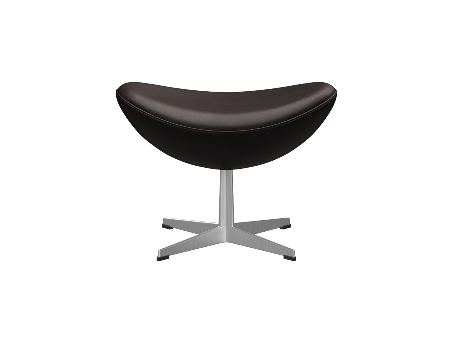 Egg Footstool by Fritz Hansen - Brushed Aluminium / Dark Brown Grace Leather