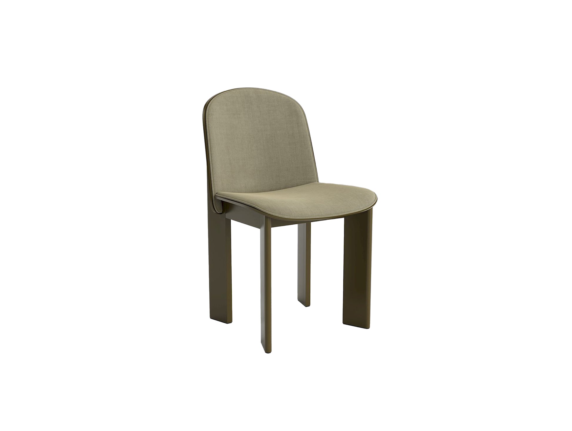 Chisel 65 Chair Front Upholstery by HAY - Green Umber Lacquered Beech / Linara 313
