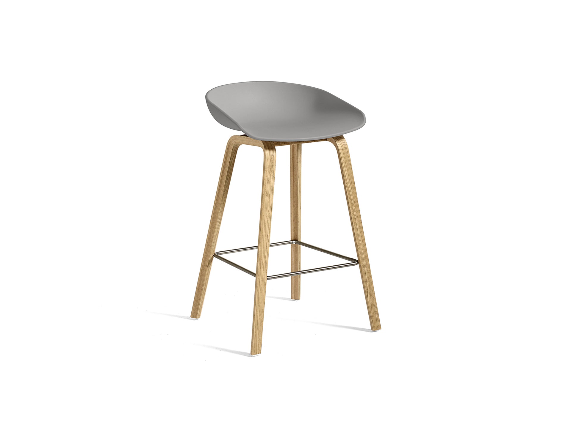 About A Stool AAS 32 by HAY - H 65cm /  Concrete Grey Shell / Lacquered Oak Base