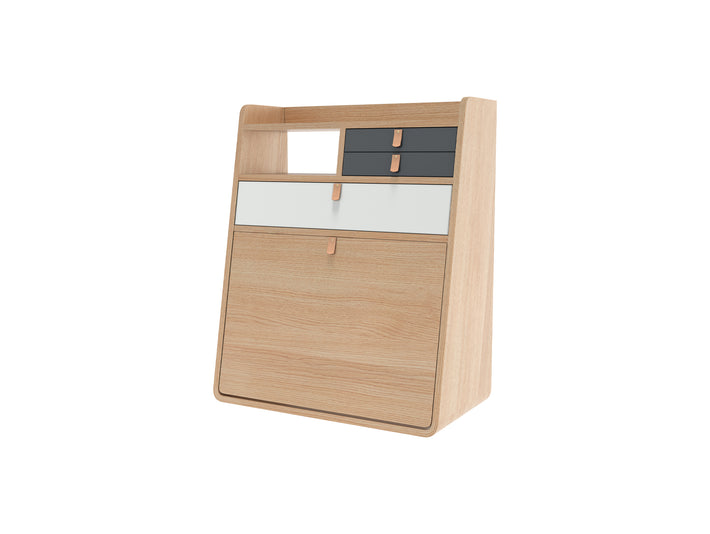 Gaston Writing Desk by Hartô - Width: 60 cm, Oak / Light Grey / Slate Grey