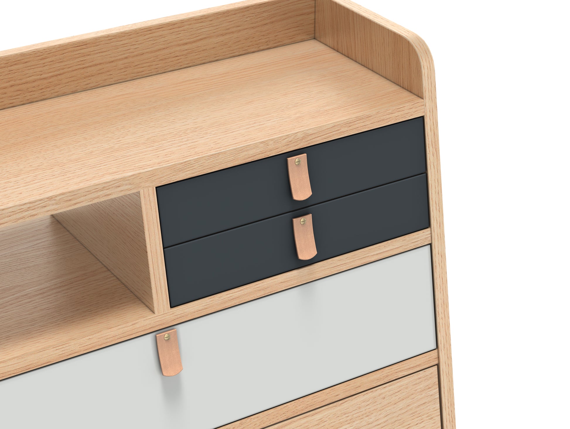 Gaston Writing Desk by Hartô - Width: 60 cm, Oak / Light Grey / Slate Grey