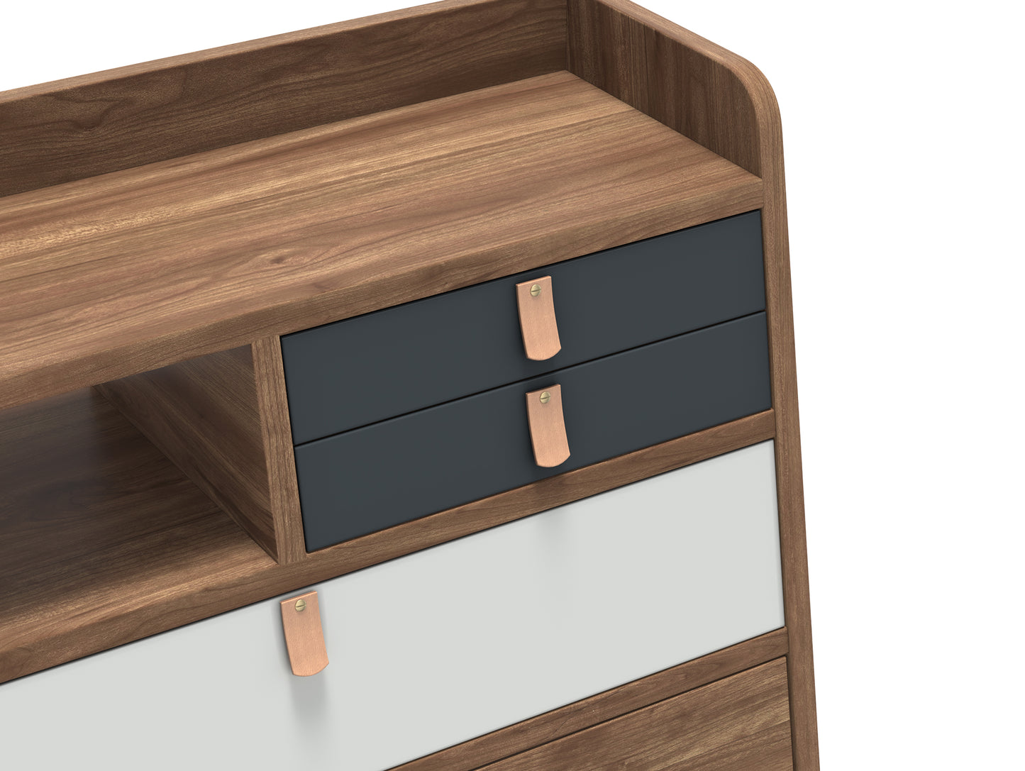 Gaston Writing Desk by Hartô - Width: 60 cm, Walnut / Light Grey / Slate Grey