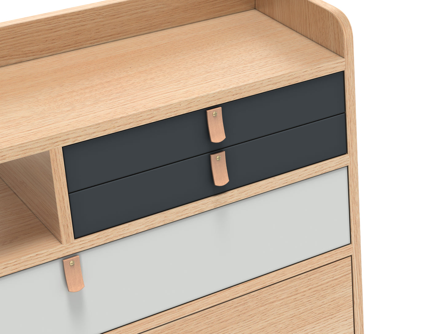 Gaston Writing Desk by Hartô - Width: 80 cm, Oak / Light Grey / Slate Grey