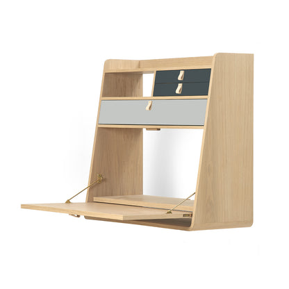 Gaston Writing Desk by Hartô - Width: 80 cm, Oak / Light Grey / Slate Grey