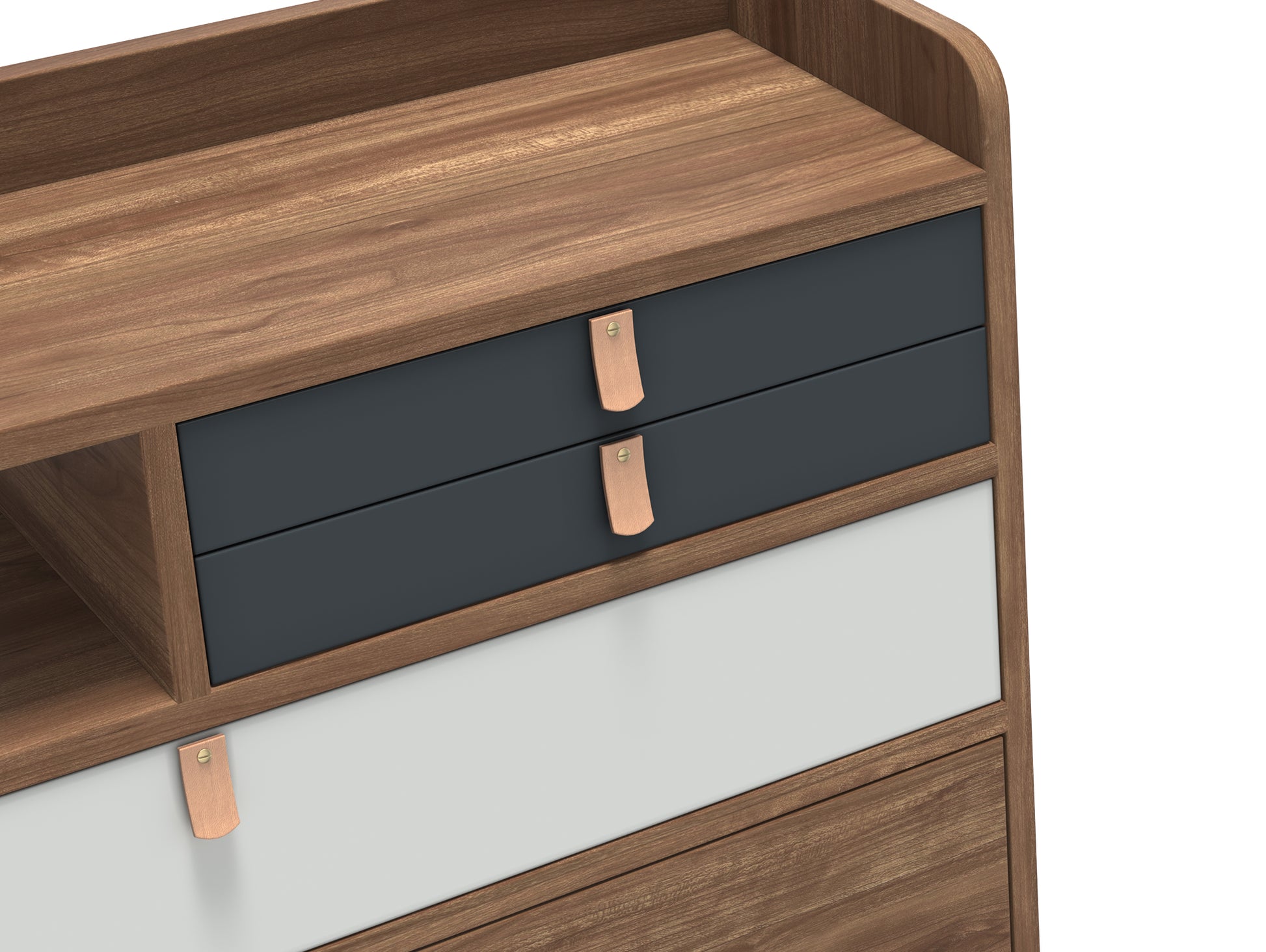 Gaston Writing Desk by Hartô - Width: 80 cm, Walnut / Light Grey / Slate Grey