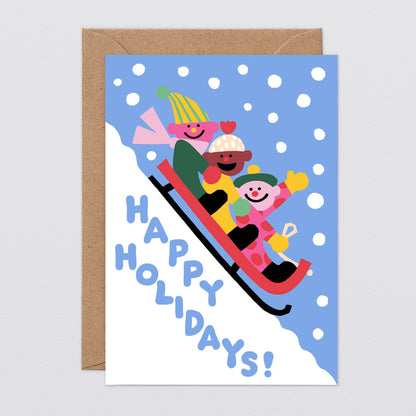 'Happy Holidays Sledge' Greetings Card by Wrap