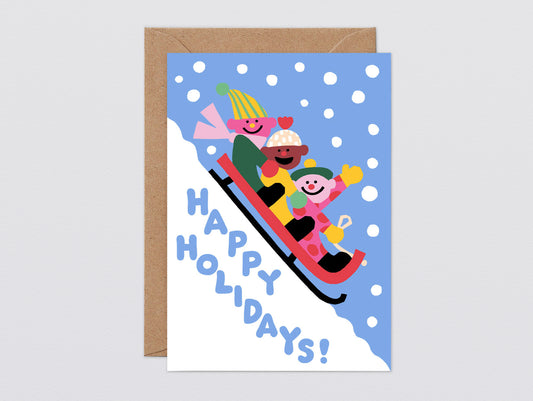 'Happy Holidays Sledge' Greetings Card by Wrap