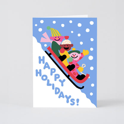 'Happy Holidays Sledge' Greetings Card by Wrap