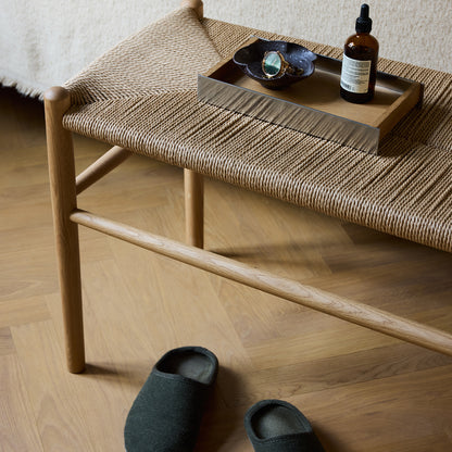J163 Bench by FDB Mobler - Base: Lacquered Oak / Seat: Nature Paper Cord