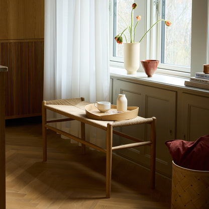 J163 Bench by FDB Mobler - Base: Lacquered Oak / Seat: Nature Paper Cord