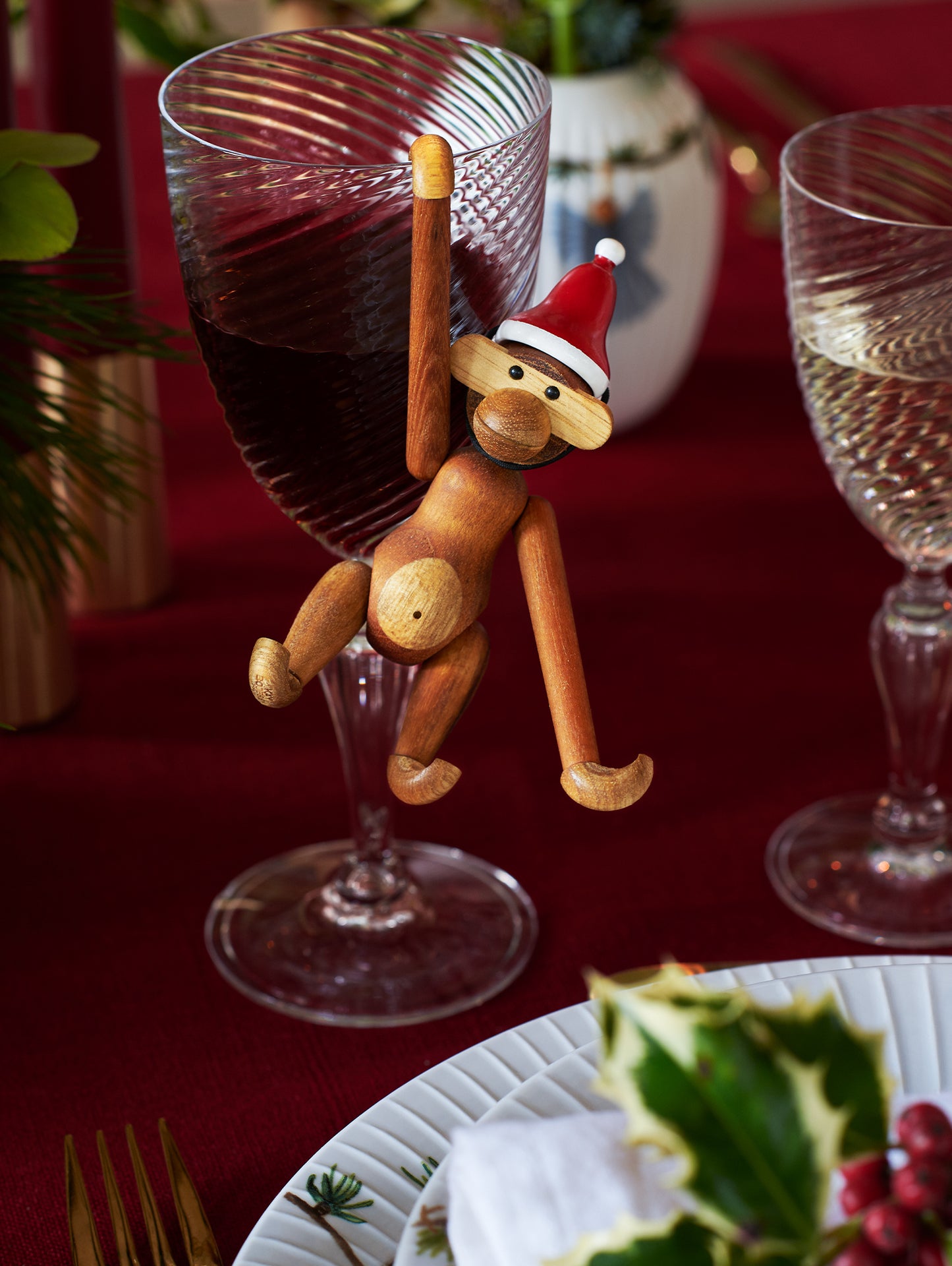 Santa's Cap for Wooden Monkey by Kay Bojesen