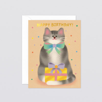 'Cat & Bow Tie Birthday' Kids Greeting Card by Wrap