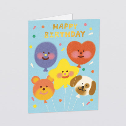 'Happy Birthday Balloon Gang' Kids Greeting Card by Wrap