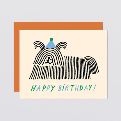 'Happy Birthday Long Hair Dog' Kids Greeting Card by Wrap