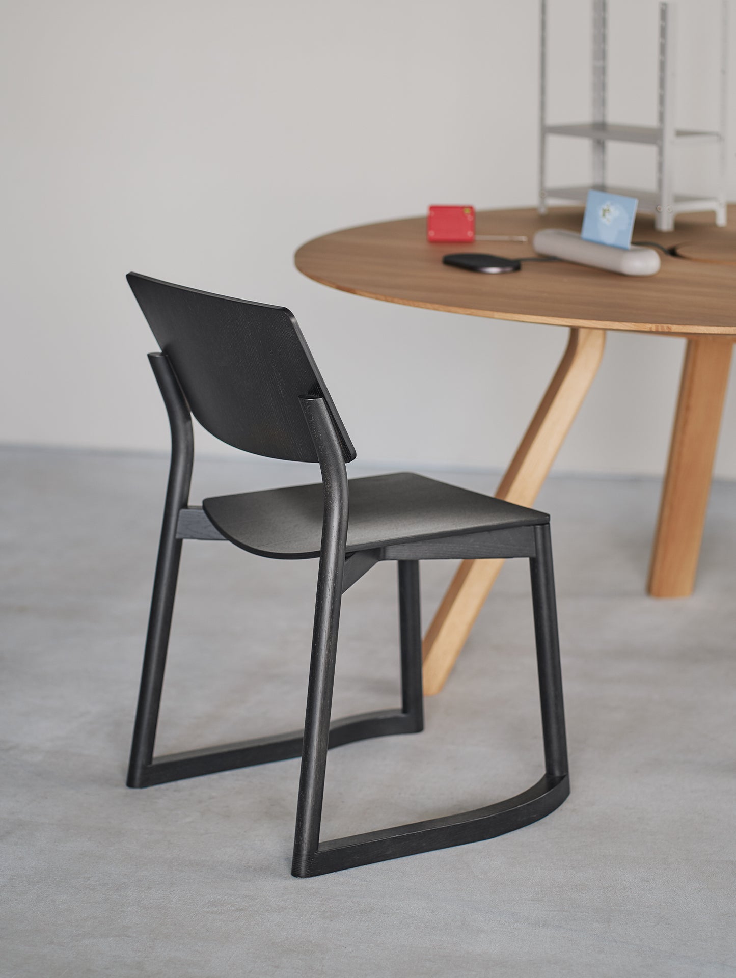 Panorama Chair with Runners by Karimoku New Standard - Black Lacquered Oak