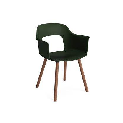 Layout Armchair Wood Base by HAY - Polypropylene Seat (221) / Lacquered Walnut Base / Bottle Green